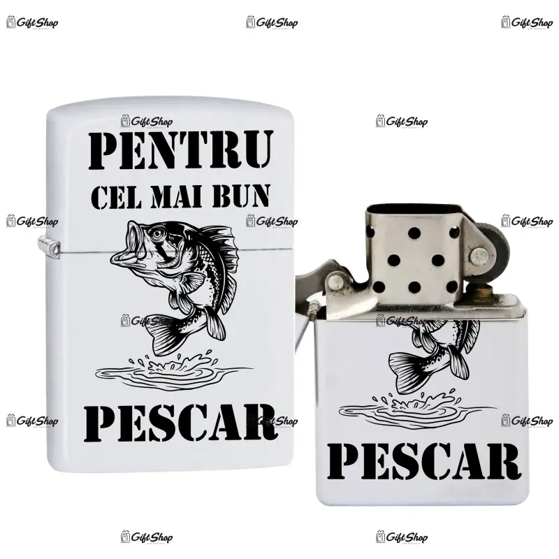 Cel mai bun pescar, bricheta metalica gravata laser cu mesaj